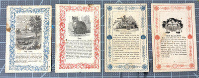 Rewards of Merit Lot of 4 - 19th Century Ephemera - Rare Double Sided 1860s