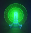 Vintage Hazel-Atlas Uranium Depression Glass Ribbon Bread Dessert Plate 6 1/4"