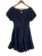 PRADA/Short Sleeve Dress/Size 40/Cotton/NVY/Solid Color/APD1 2008 4021