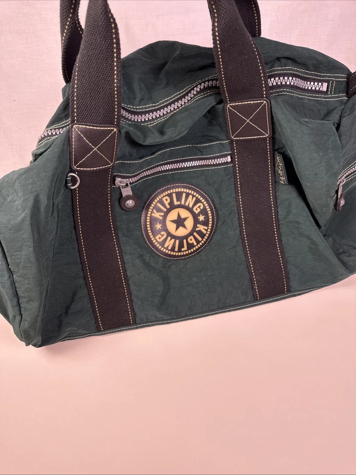 "Bolso de viaje Kipling vintage de nailon de 18"" verde oscuro Y2K" Foto 2 de 4