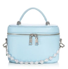 Bloomingdale’s Vanity Train Case Makeup Crossbody  Bag W/Faux-Pearl Charm,Handle