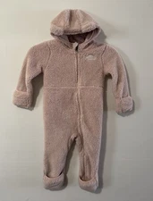 The North Face One Piece Campshire Hooded Fleece Bunting 18-24 Pink Bear Ears