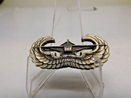 WWII WW2 Era Sterling Silver US Army Airborne Glider Badge Military Wings Pin PB