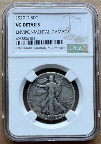 1920 D 50C NGC VG DETAILS 1920-D WALKING LIBERTY HALF DOLLAR SILVER 50c