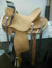 Western Leather Saddle Wade Rawhide Covered With Stirrup With Free Shipping..