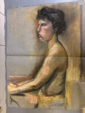 Peter E Clark Original male semi nude pastel  folded large Free Post uk