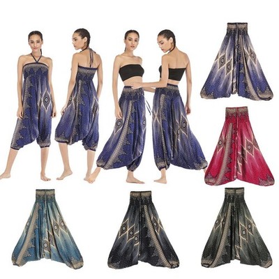 Hochelastische Haremshose mit Blumenmuster für Yoga und Tanz