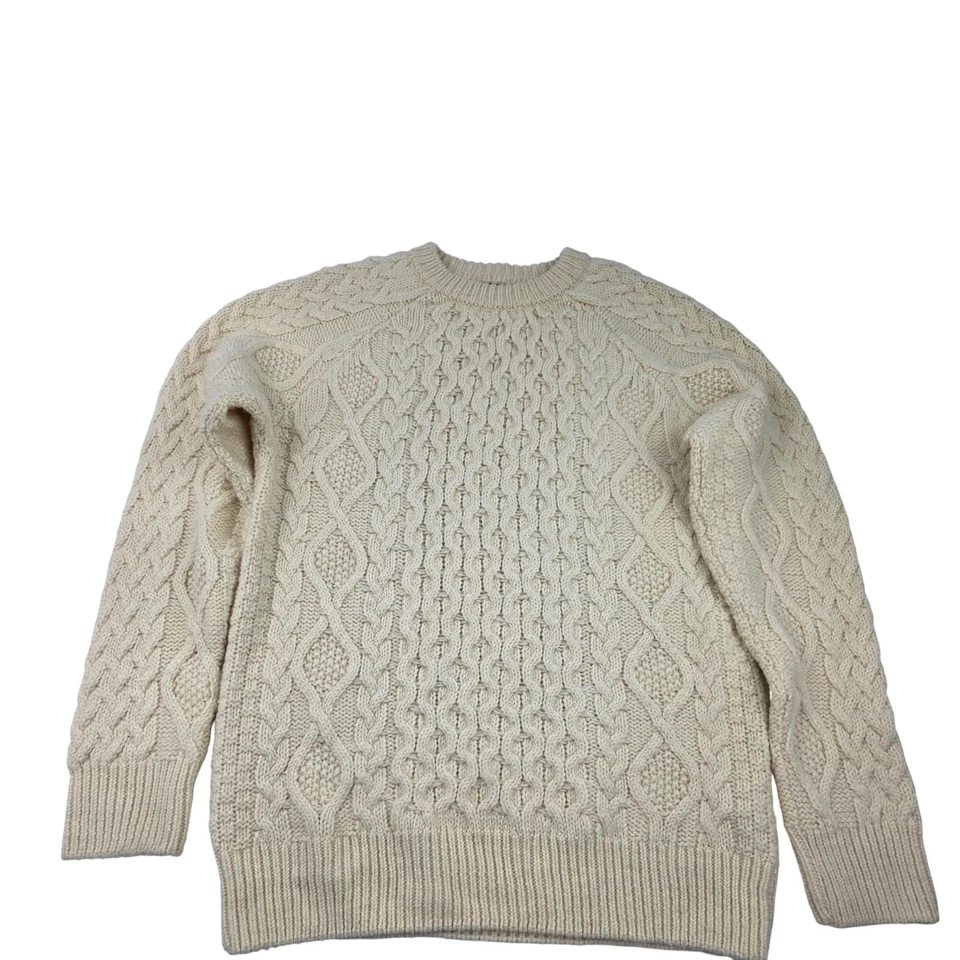 ZARA Main Line Wool Blend Chunky Aran Cable Knit Sweater XL Made in Italy - Image 3 of 4