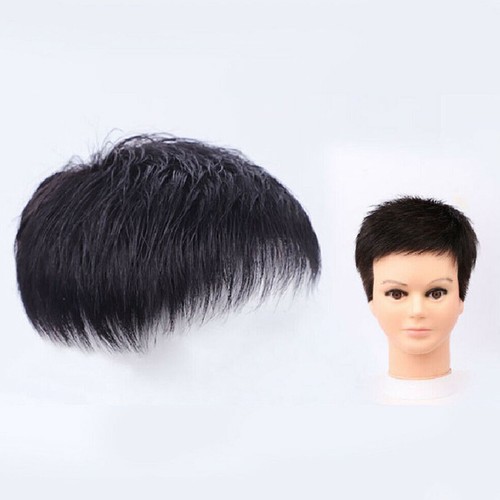 Topper per capelli sintetici neri da uomo clip per parrucca corta naturale US - Foto 2 di 9