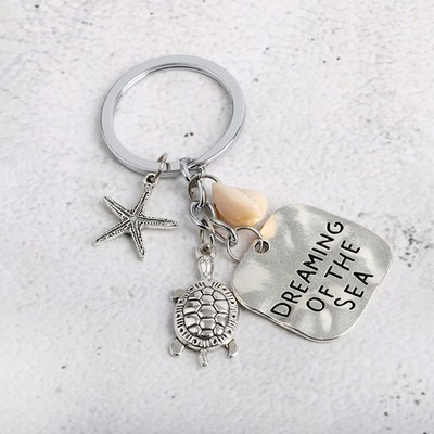 Turtle Starfish Keychain Pendant Dreaming Of The Sea Alloy Key Ring Bag Ornament
