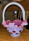 Fenton Glass cranberry coin dot basket