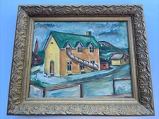 WPA STYLE REGIONALISM LANDSCAPE PAINTING INDUSTRIAL FACTORY OLD EXPRESSIONISM