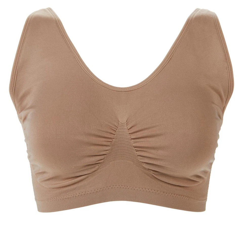 Paquete de 2 sujetadores Ahh acolchados ajustables Rhonda Shear verde cocodrilo/beige cálido talla grande Foto 4 de 4