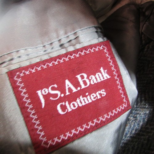 Men's Jos A Bank 40R Charcoal Gray Tweed Wool Jacket or Coat Three Buttons - Picture 4 of 10