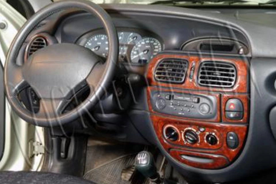Kit de molduras de tablero de aspecto de madera para panel interior automático Renault Megane 1996-1999 Foto 2 de 4
