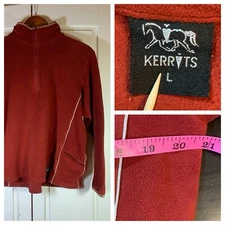 Kerrits 1/4 Zip Equestrian Fleece Womens Large Pullover Sweater Red Horsey READ