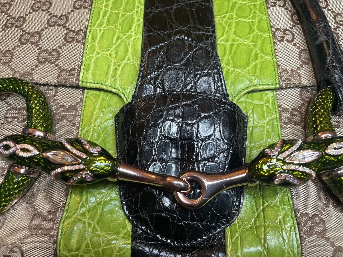 GUCCI x TOM FORD Crocodile Web Dragon Tote Bag Extremely GUCCI x TOM FORD Crocodile Web Dragon Tote Bag Extremely