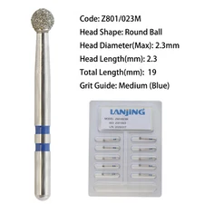 Zirconia Adjustment Multi-Use Diamond Round Burs FG Z801/023M Medium High Speed