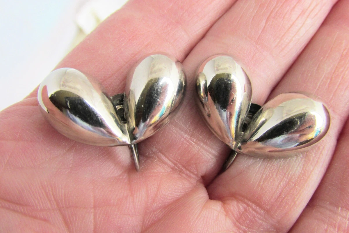 Vintage sterling silver screw back earrings deals