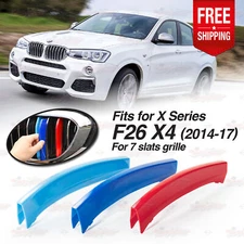Fits BMW X4 F26 Year 2014-2017 Kidney Grille M Sport 3 Colour Cover Stripe Clips