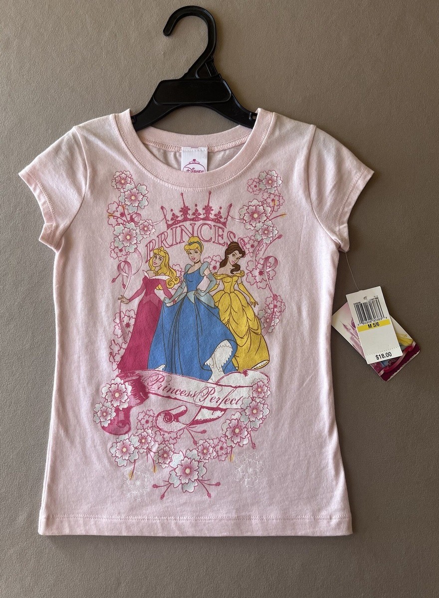 Girls' 5/6 Disney Princess Pink With Glitter T-Shirt, 100