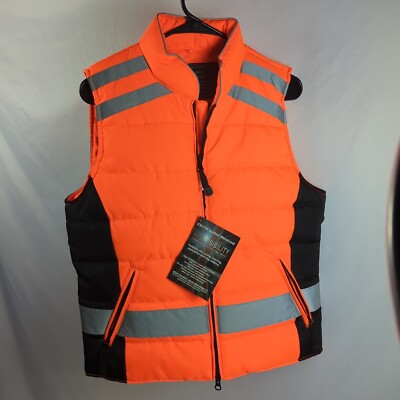 EQUISAFETY VEST RIDING Medium 36'' Gilet UK Orange Black High Visibility Puffer
