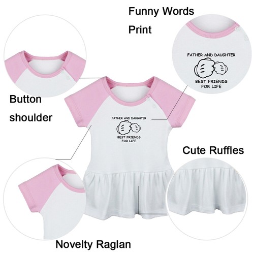 Pack of 2, Father Daughter Best Friends For Life & Super Girl Baby Girls Dress - Picture 8 of 21