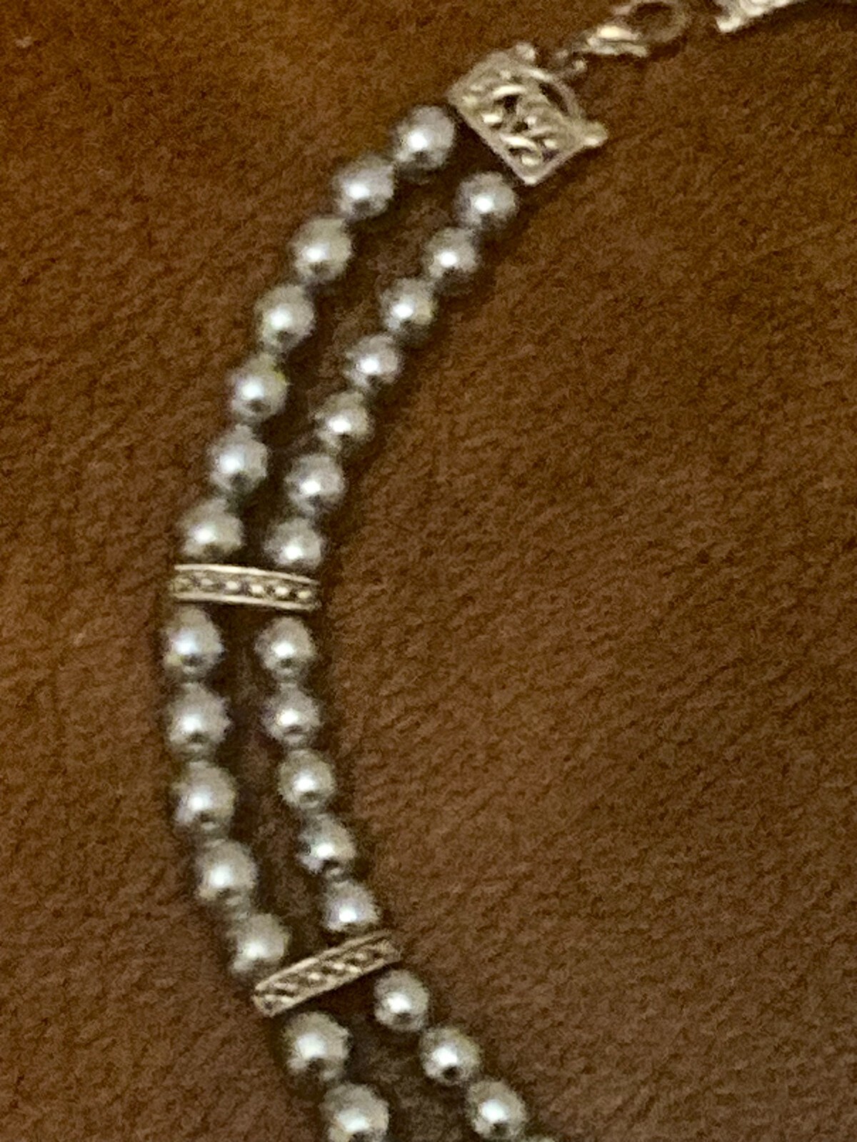 Silver Tone 2 Strand Beaded Statement Collar Neck… - image 3