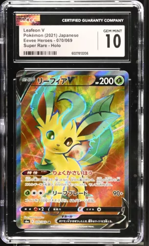 CGC 10 Gem Mint Leafeon V 070/069 Japanese Full Art Eevee Heroes 2021