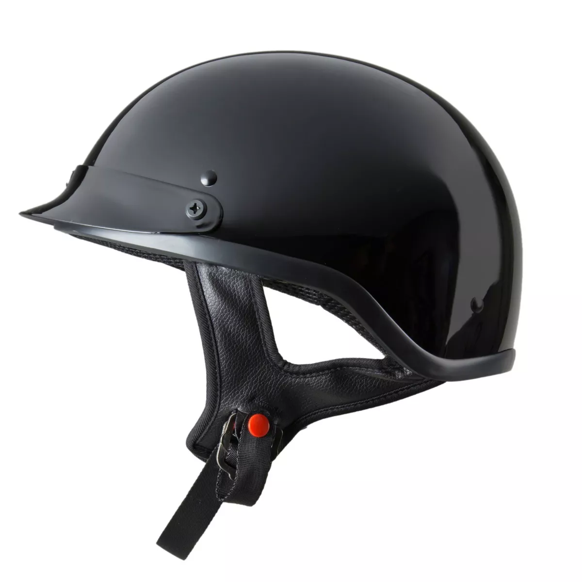 Motorcycle Half Helmet DOT Approved FUEL Gloss Black Size