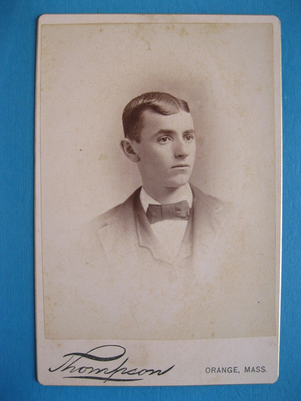 Antique Cabinet Card Photo of Victorian Man by Thompson from Orange, MA.