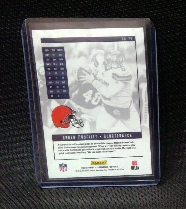 2020 Panini Luminance Blue #/99 Baker Mayfield #29 SSP Numbered Cleveland Browns - Image 3 of 3