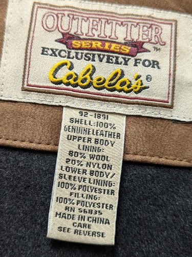 vintage CABELAS leather BOMBER flight jacket L brown SUEDE soft - Picture 5 of 10