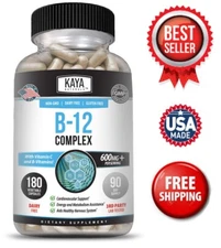 B-12 Complex 180ct Vitamin B2 B6 B12 & C Biotin Inositol Folate Choline