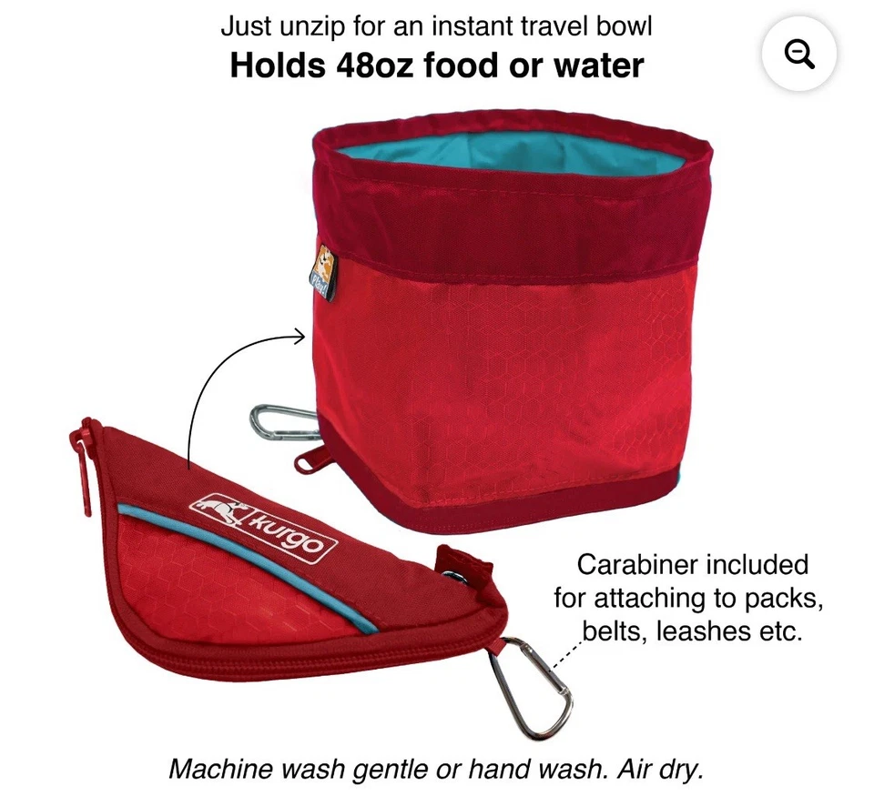 Cuenco de viaje para perros Kurgo Zippy - azul Foto 4 de 4