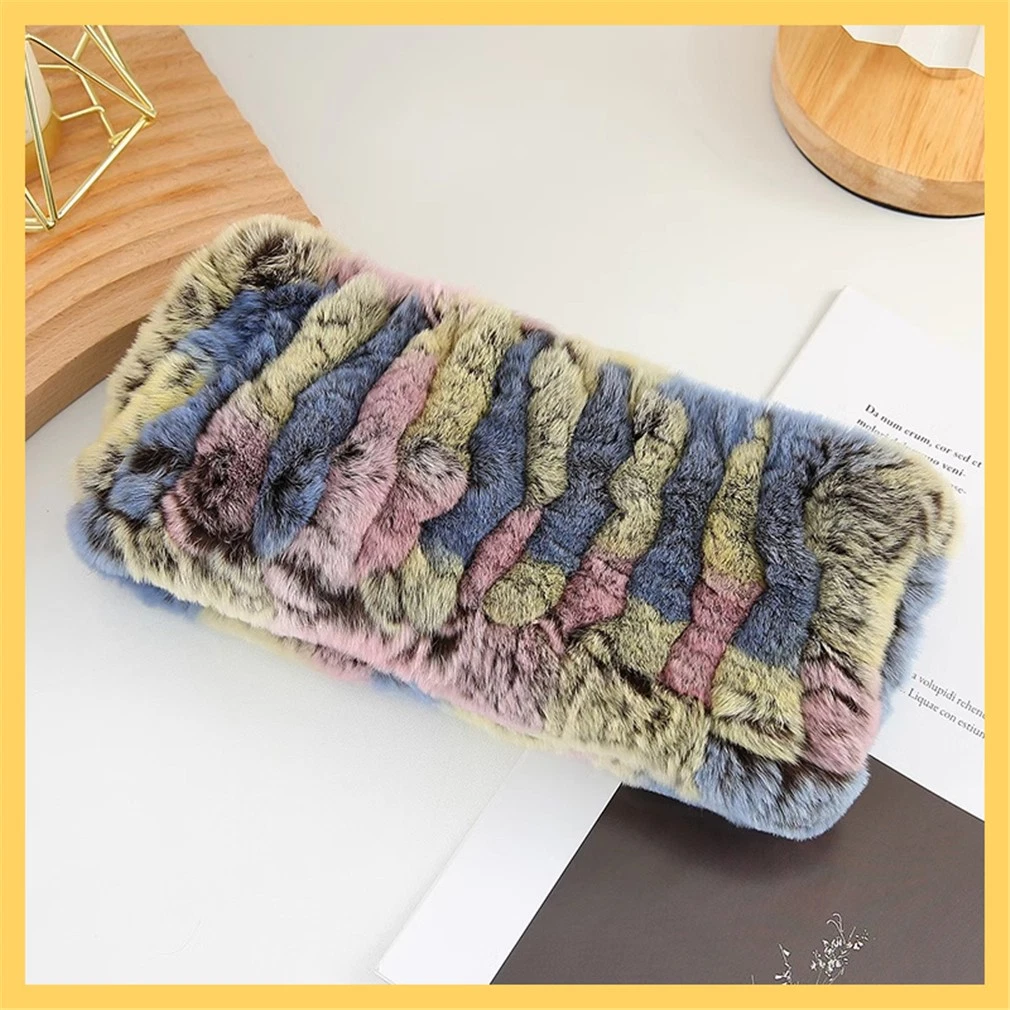 Women's Real Rabbit Fur Scarf Thicken Winter Warm Neck Wrap Collar Size 22x13cm