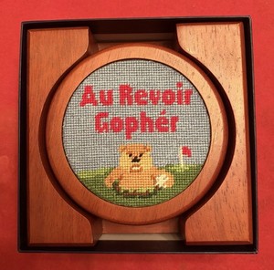 Smathers Branson Needlepoint Coasters Set of 4 Caddyshack Gopher Golf