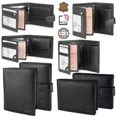 Geldbörse RFID Echtleder Wallet Leder Portemonnaie Hoch Quer Format Geldbeutel - Bild 1 von 3