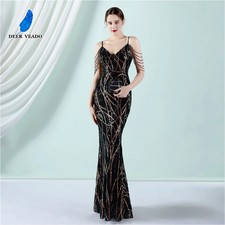 Strap Sequins Evening Dress Luxury Beading Formal Dress Long Wedding Party Gowns