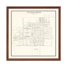 Old Map of Le Sueur Center, MN 1928 - Vintage Le Sueur Cente