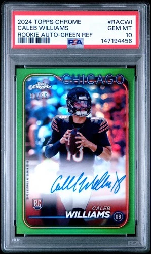 2024 TOPPS CHROME GREEN RC AUTO #RACWI CALEB WILLIAMS  /99 PSA 10