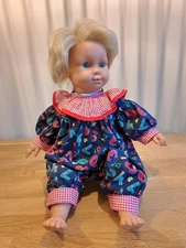 Feber blonde hair doll, blue eyes that can close, 1990 vintage, made