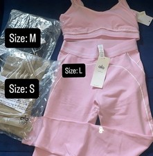 ALO Pink Women's Tracksuit Set Bra Leggings S M L
