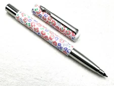 UNCOMMON VINTAGE c1989 PARKER VECTOR PASTEL FLORAL DESIGN SAMPLE ROLLERBALL PEN