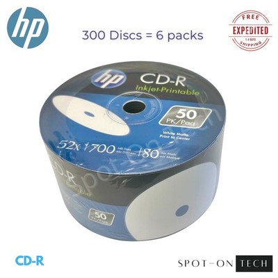 300 HP CD CD-R White Inkjet Printable 52X Blank media 700MB Disc Same day SHIP