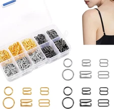 360 PCS Metal 3 Styles Bra Strap Clips Hooks for Sewing Swimsuit Lingerie Bra