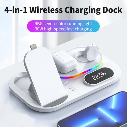 4 In 1 Wireless Charger Fast Charging Station Dock For White ZLAZ - Picture 6 of 24