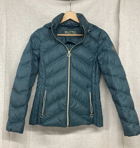 Michael Kors giacca cappotto imbottito imbottitura piumino verde scuro donna XS