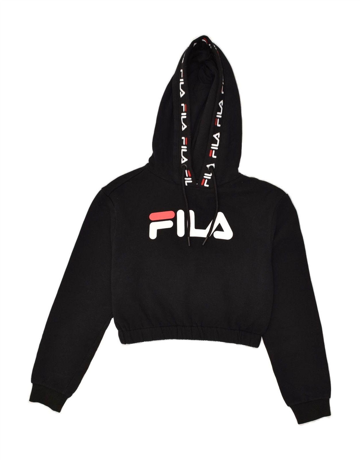 FILA maglione donna con cappuccio grafica crop UK 2 2XS nero cotone BF08