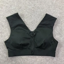 Tommie Copper Sports Bra Womens XL Black Shoulder Support Zip Front Compression